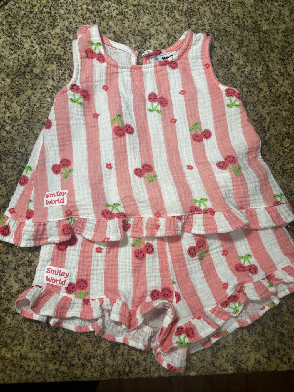 Smiley World Pink Stripe Cherry Kids Matching Set